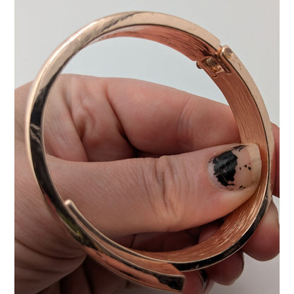 Guess Rose Gold Tone Hinged Bangle Bracelet Minimalist Modern Statement Cuff