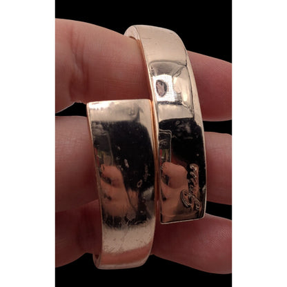Guess Rose Gold Tone Hinged Bangle Bracelet Minimalist Modern Statement Cuff