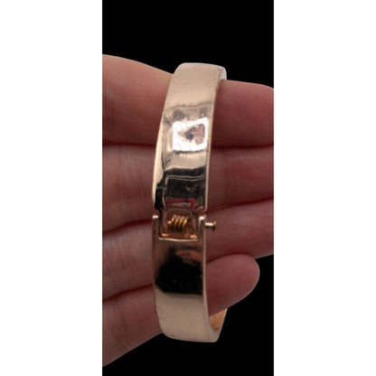 Guess Rose Gold Tone Hinged Bangle Bracelet Minimalist Modern Statement Cuff