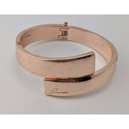 Guess Rose Gold Tone Hinged Bangle Bracelet Minimalist Modern Statement Cuff