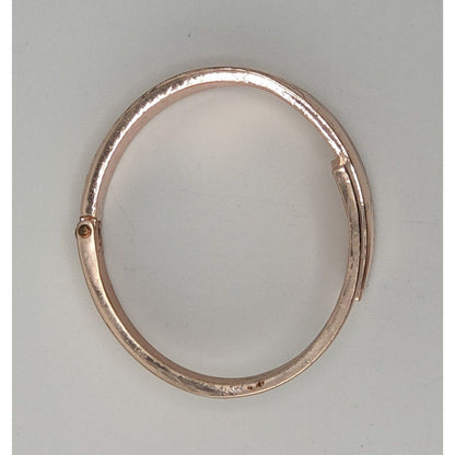 Guess Rose Gold Tone Hinged Bangle Bracelet Minimalist Modern Statement Cuff