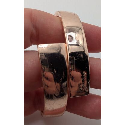 Guess Rose Gold Tone Hinged Bangle Bracelet Minimalist Modern Statement Cuff