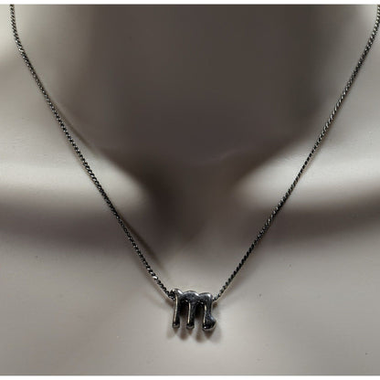 Scorpio Pendant Necklace Silver Tone On Dainty Rope Chain