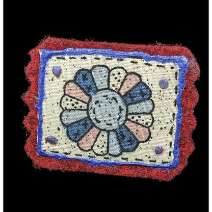 Handmade Rustic Floral Felt And Fabric Brooch