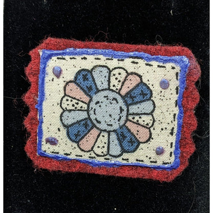 Handmade Rustic Floral Felt And Fabric Brooch