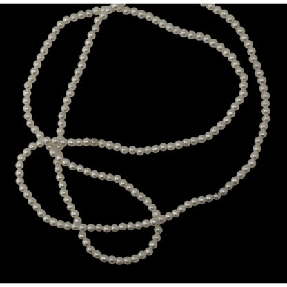 Coquette Long Faux Pearl Necklace White Beaded Opera Length Classic Romantic Jewelry