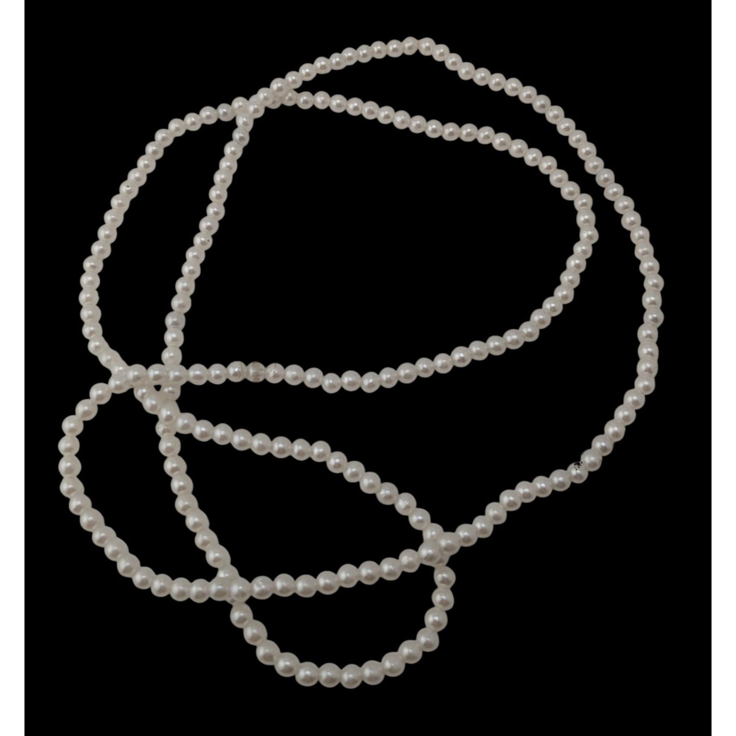 Coquette Long Faux Pearl Necklace White Beaded Opera Length Classic Romantic Jewelry