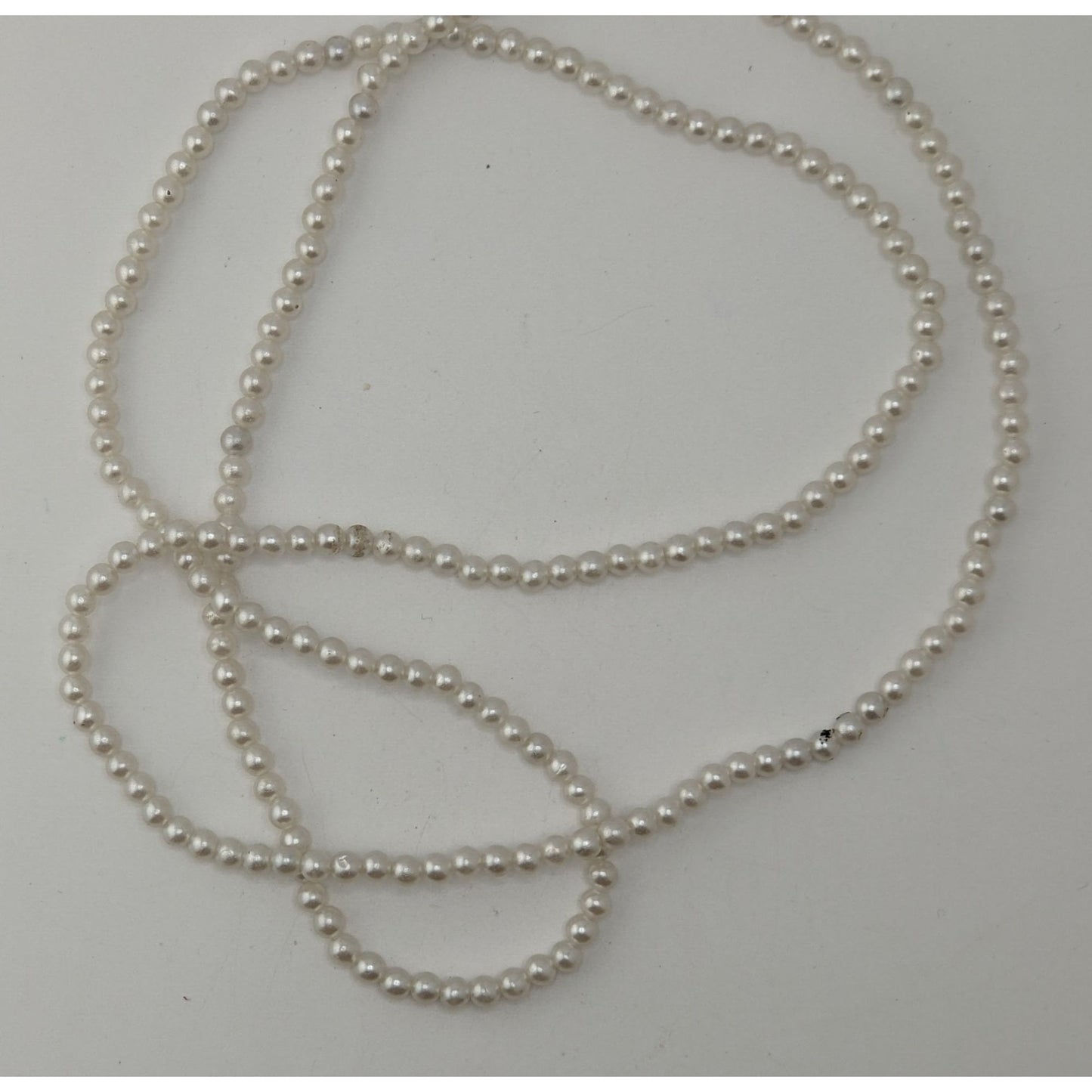 Coquette Long Faux Pearl Necklace White Beaded Opera Length Classic Romantic Jewelry