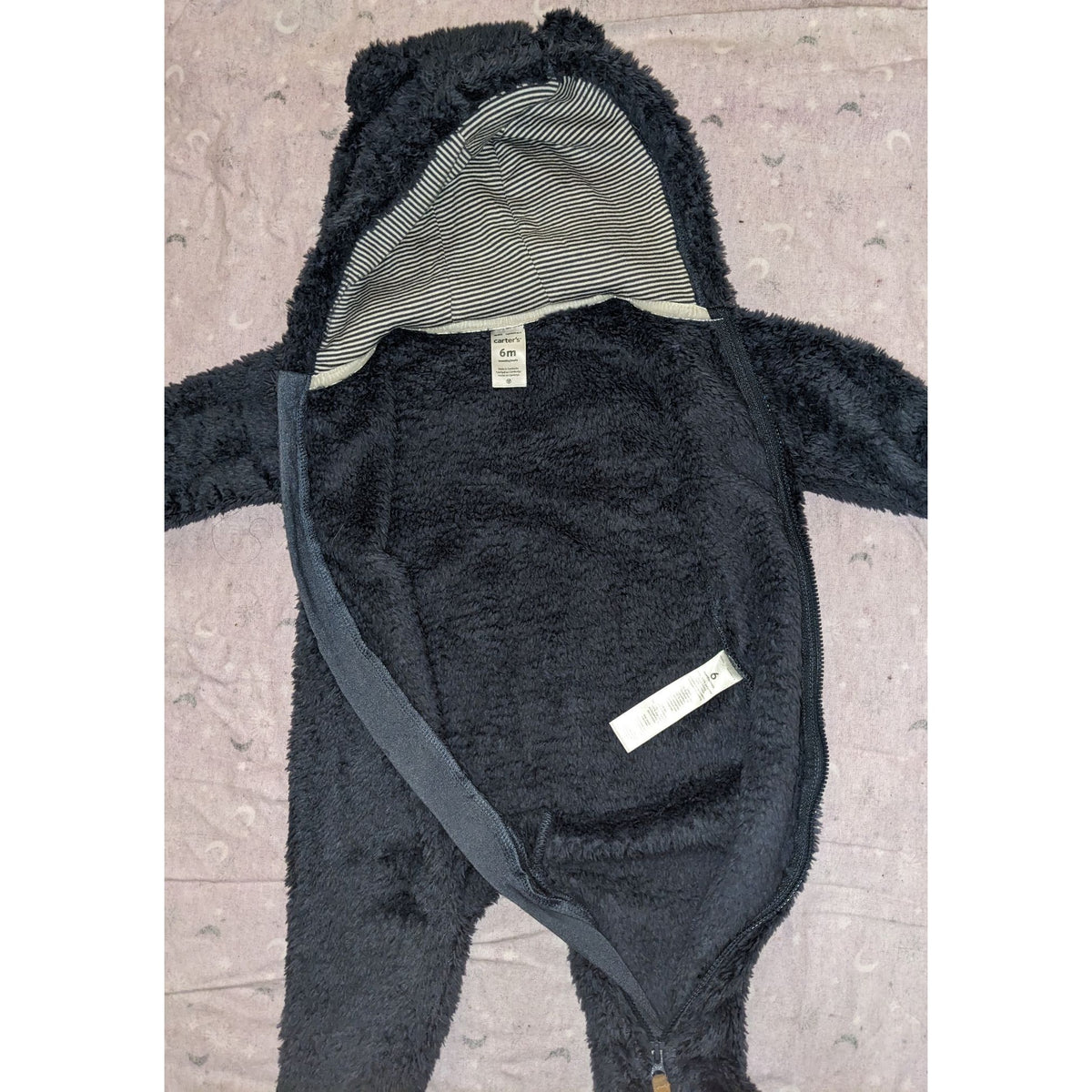 Carters Baby Bear Sherpa Fleece Bunting 6M Hooded Footed Snowsuit NWOT