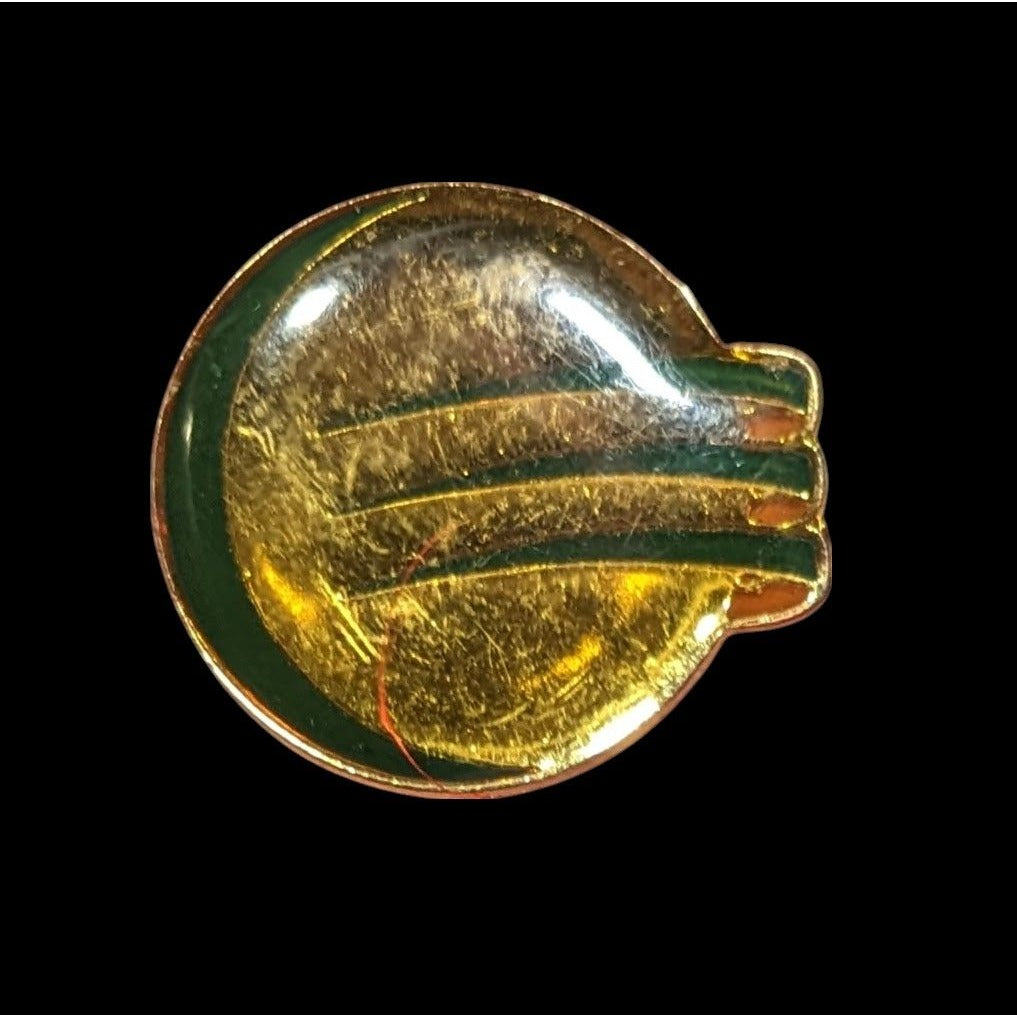 Vintage 90s Optus Lapel Pin Gold Tone With Green Accents