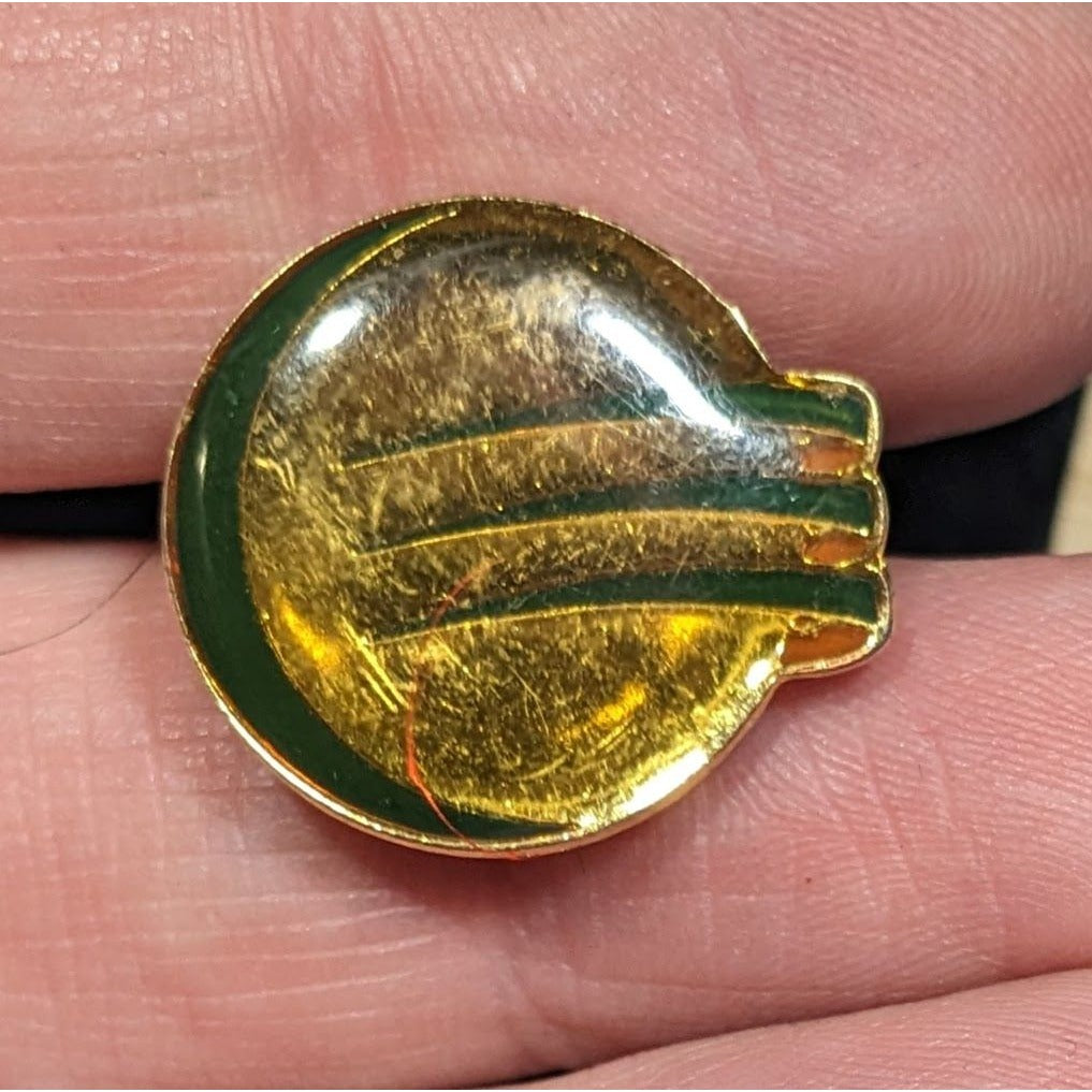 Vintage 90s Optus Lapel Pin Gold Tone With Green Accents