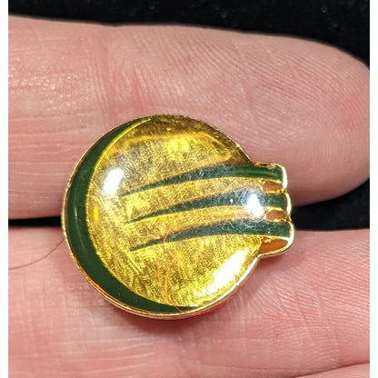 Vintage 90s Optus Lapel Pin Gold Tone With Green Accents