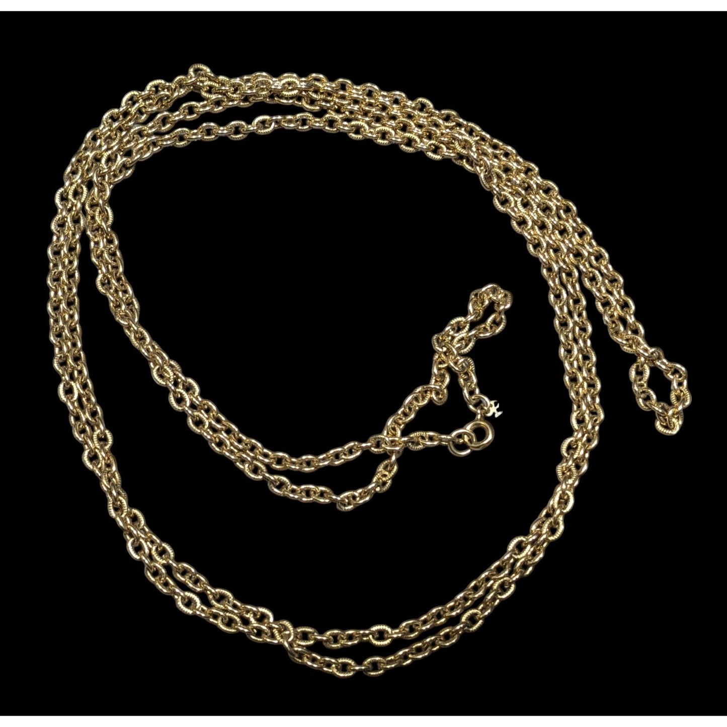 Vintage Crown Trifari Extra Long Gold Tone Chain Necklace
