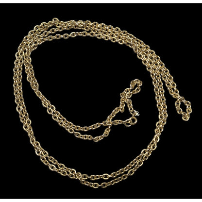 Vintage Crown Trifari Extra Long Gold Tone Chain Necklace