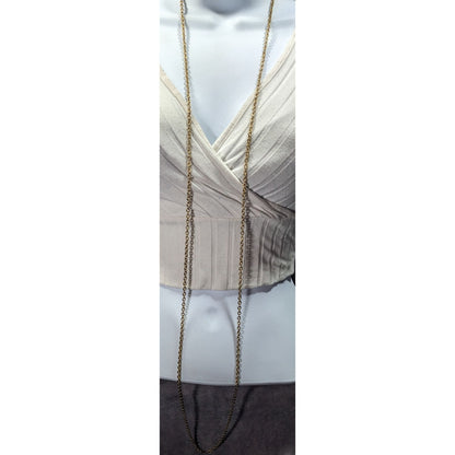Vintage Crown Trifari Extra Long Gold Tone Chain Necklace