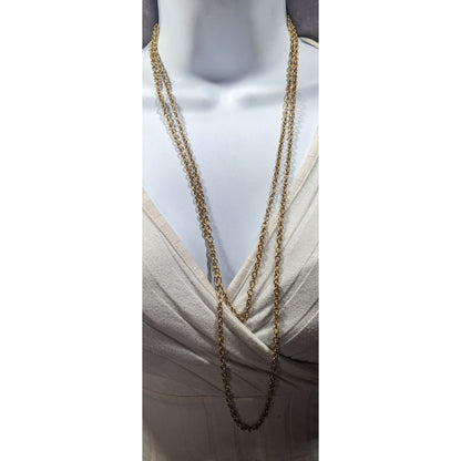 Vintage Crown Trifari Extra Long Gold Tone Chain Necklace