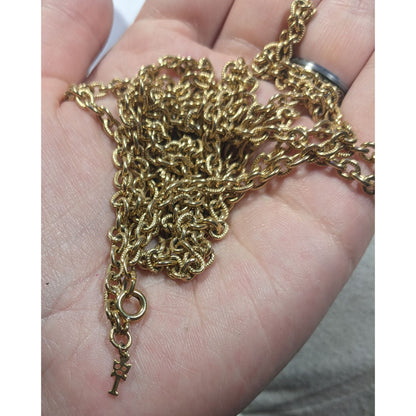 Vintage Crown Trifari Extra Long Gold Tone Chain Necklace