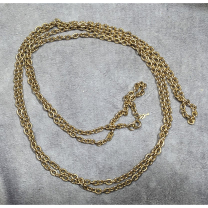 Vintage Crown Trifari Extra Long Gold Tone Chain Necklace