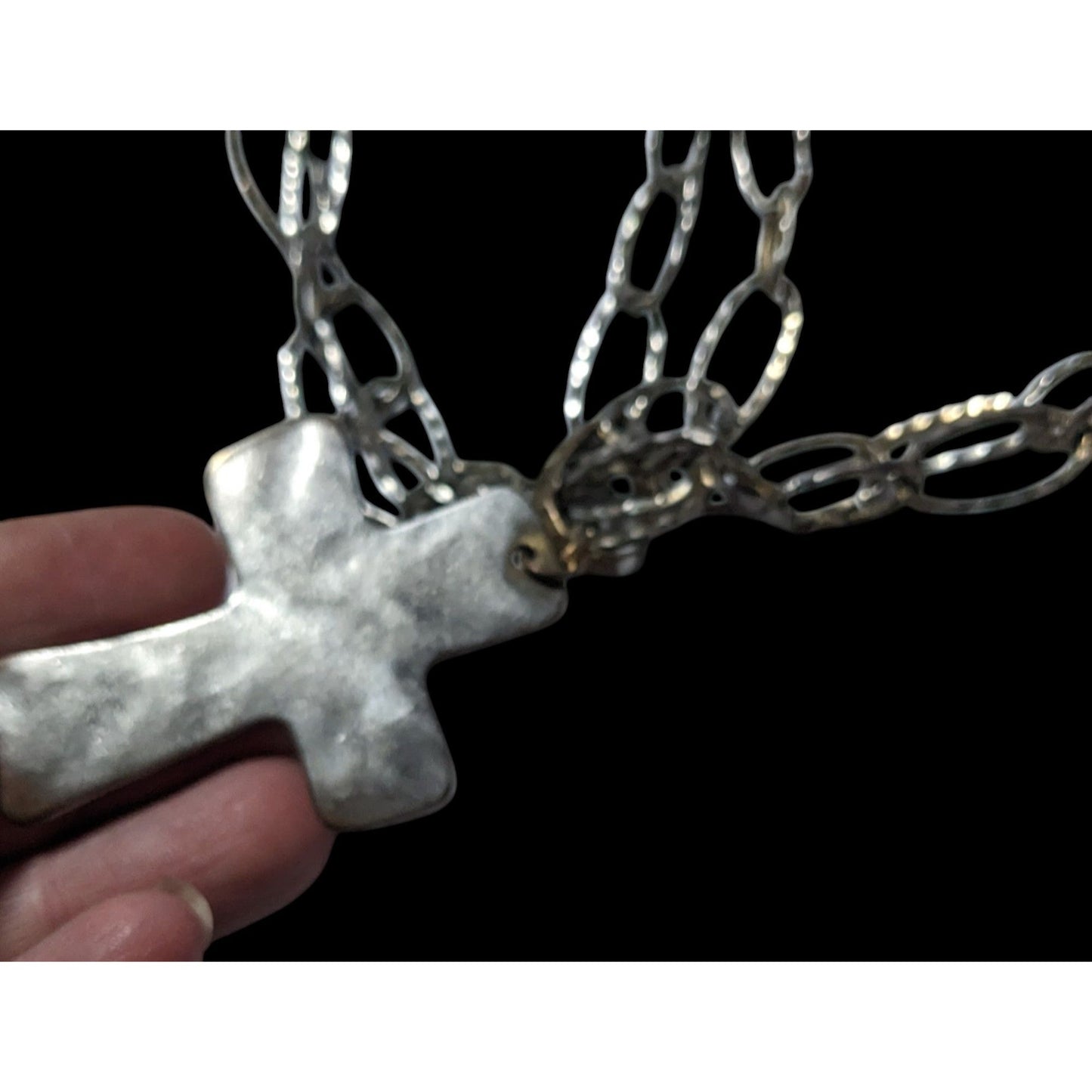 Vintage Southwestern Multilayer Chain Hammered Bohemian Cross Necklace