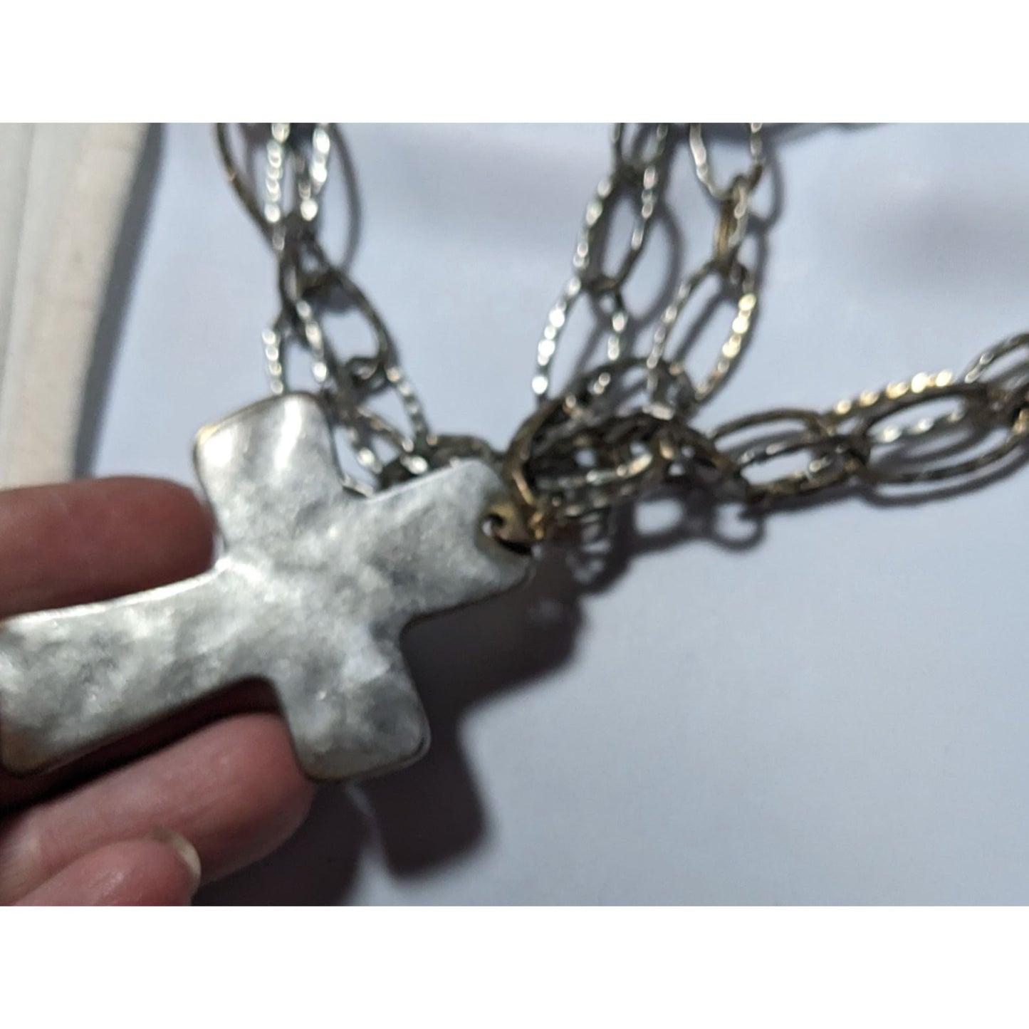 Vintage Southwestern Multilayer Chain Hammered Bohemian Cross Necklace