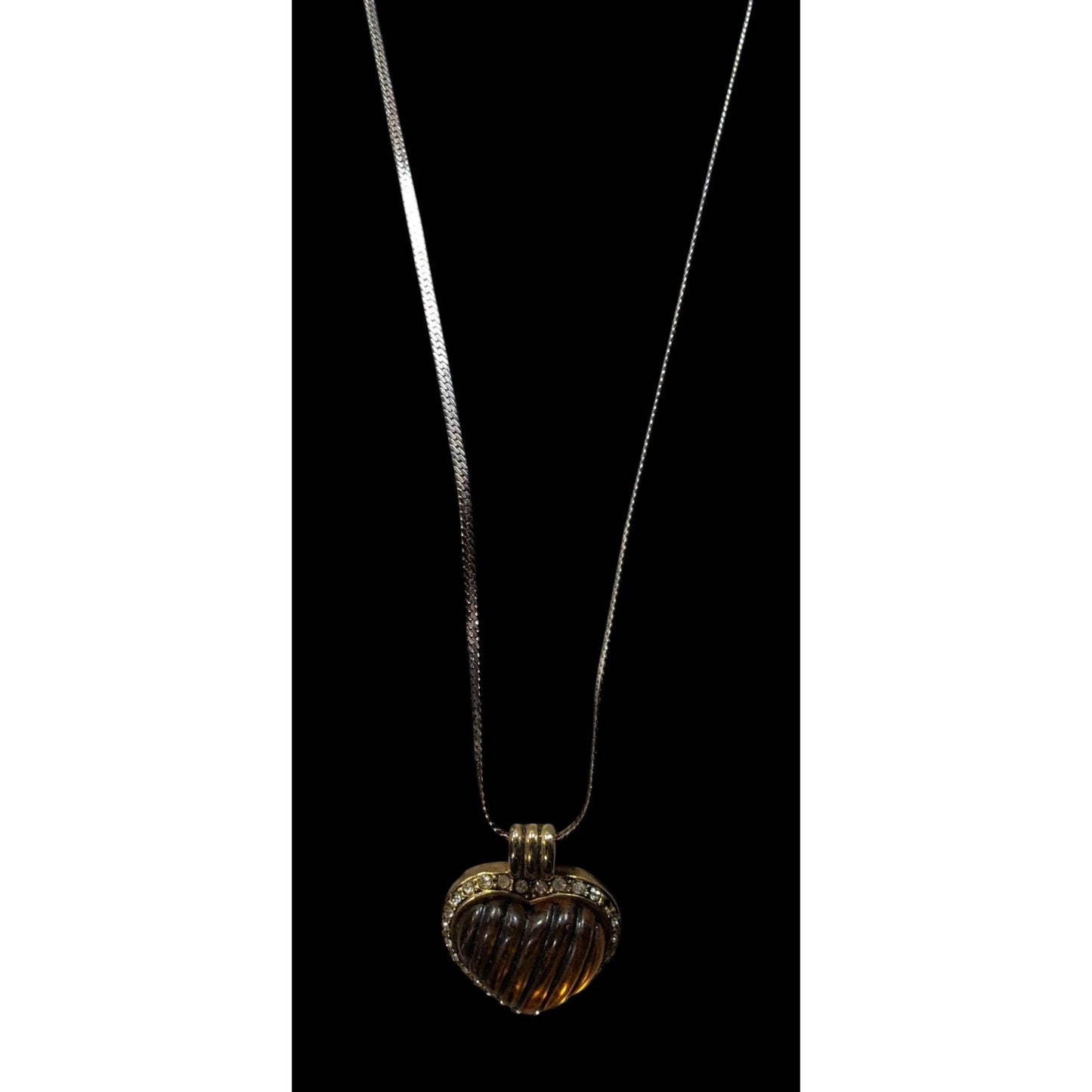 Vintage Coquette Honey Lucite Heart Pendant Necklace