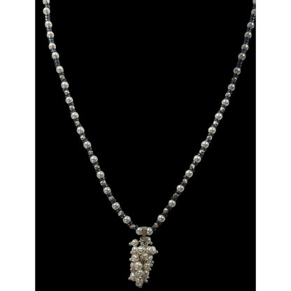 Handmade Whimsical Pearl And Glass Beaded Cluster Pendant Necklace