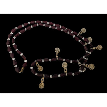 Boho Southwestern Vintage Frosted Garnet Glass Bead Dangle Charm Necklace