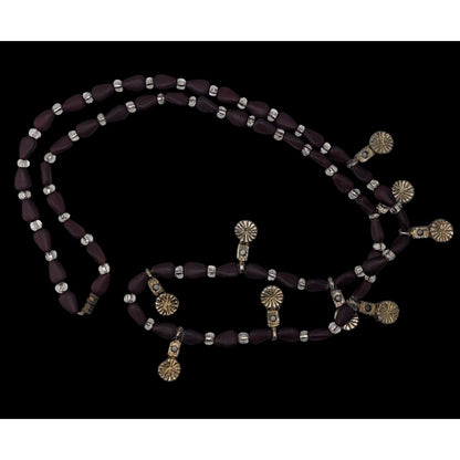 Boho Southwestern Vintage Frosted Garnet Glass Bead Dangle Charm Necklace