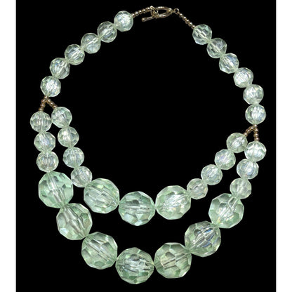 Vintage Chunky Translucent Mint Beaded Layered Necklace