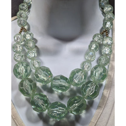 Vintage Chunky Translucent Mint Beaded Layered Necklace