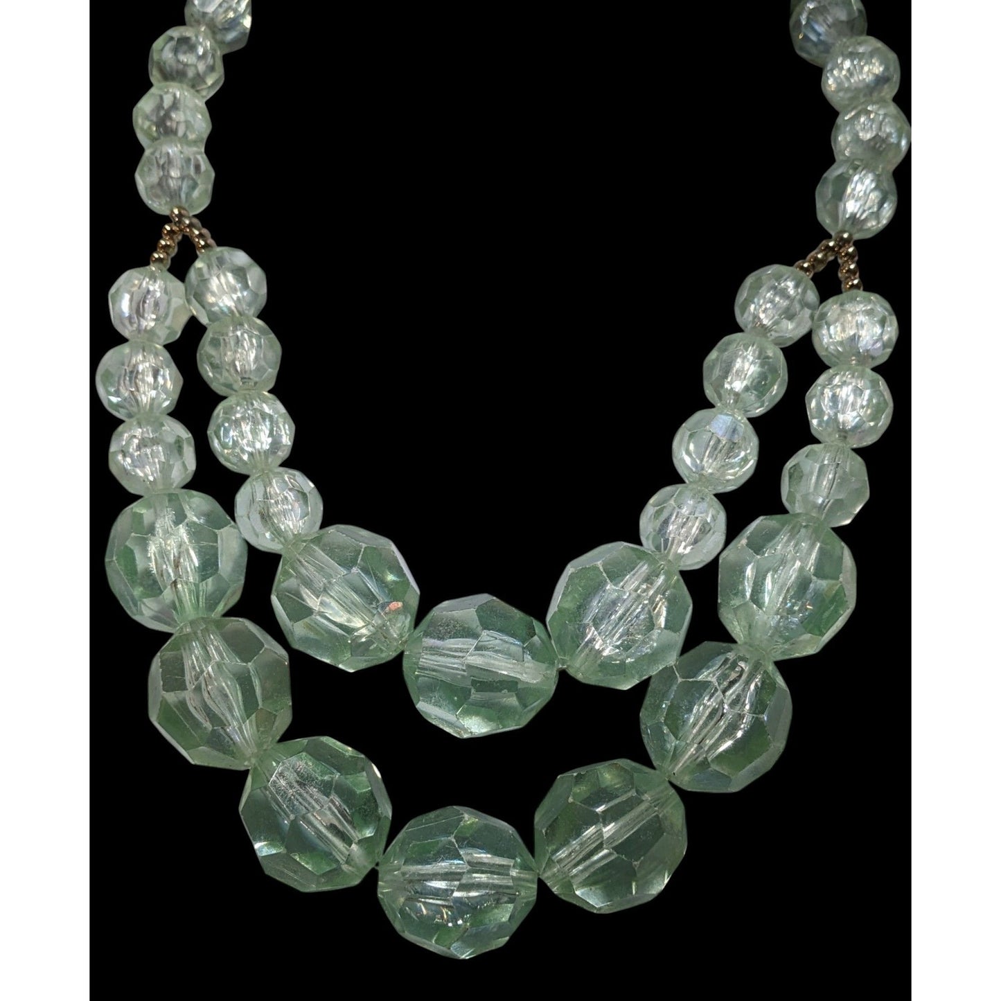 Vintage Chunky Translucent Mint Beaded Layered Necklace