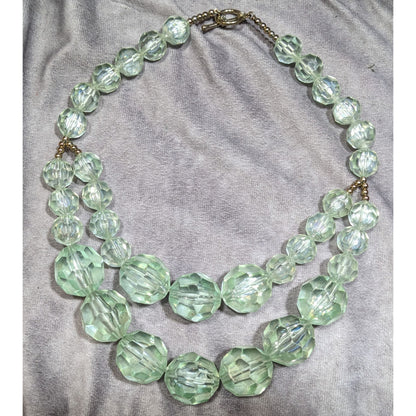 Vintage Chunky Translucent Mint Beaded Layered Necklace