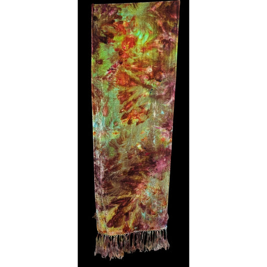 Vintage Bohemian Retro Hippie Velvet Tie-Dye Scarf With Fringe