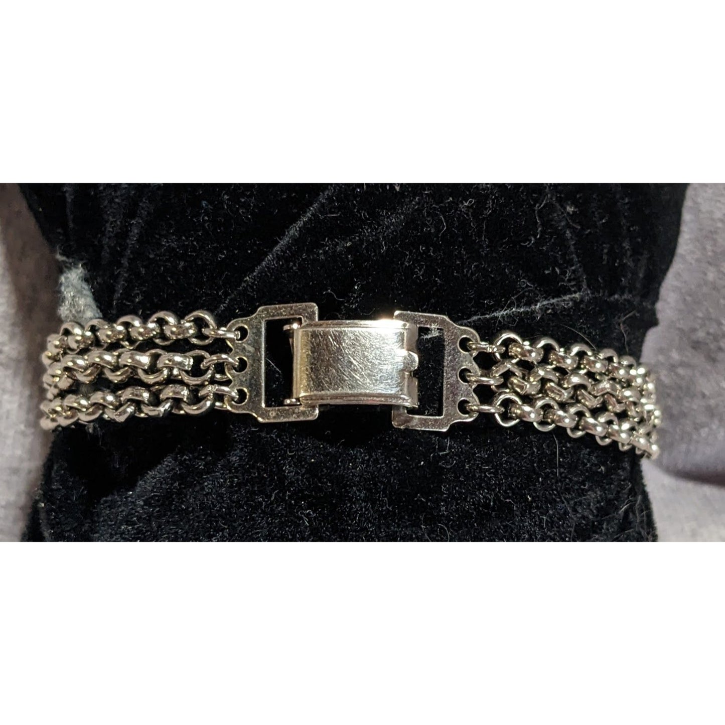 Vintage Classic Speidel USA S.A.C. Monogram ID Chain Bracelet Silver Tone