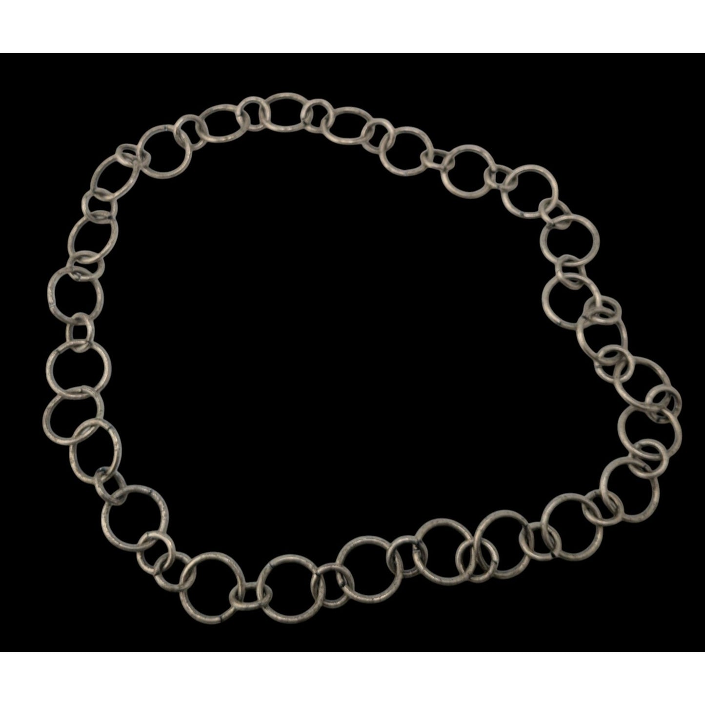 Indie Industrial Silver Tone Mixed Round Link Chain Necklace Minimalist Grunge