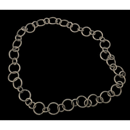 Indie Industrial Silver Tone Mixed Round Link Chain Necklace Minimalist Grunge
