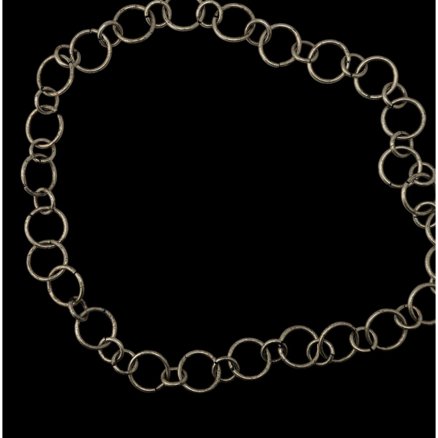 Indie Industrial Silver Tone Mixed Round Link Chain Necklace Minimalist Grunge