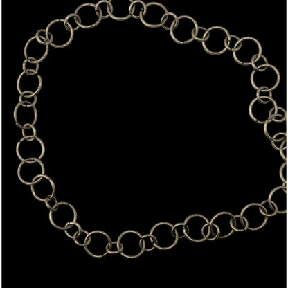 Indie Industrial Silver Tone Mixed Round Link Chain Necklace Minimalist Grunge