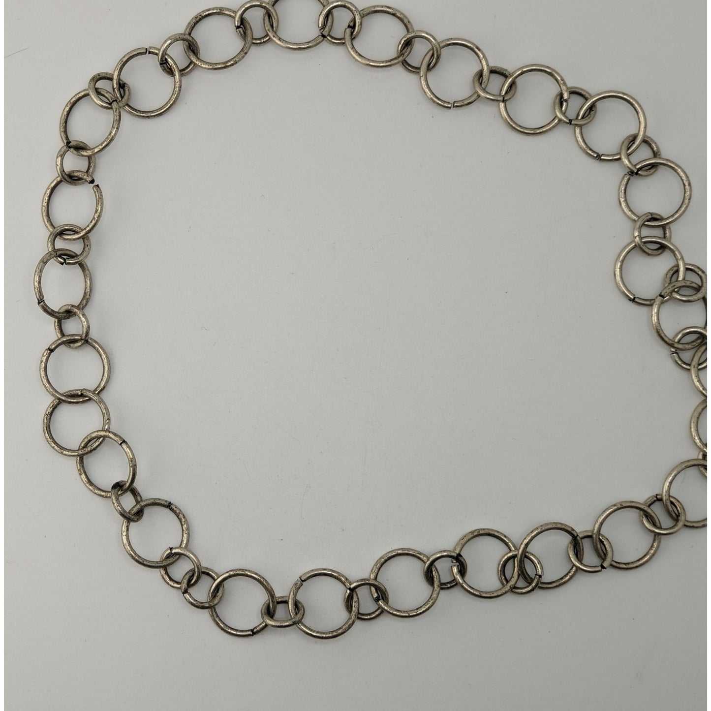 Indie Industrial Silver Tone Mixed Round Link Chain Necklace Minimalist Grunge