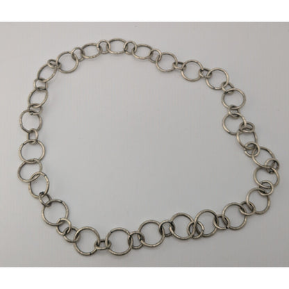 Indie Industrial Silver Tone Mixed Round Link Chain Necklace Minimalist Grunge