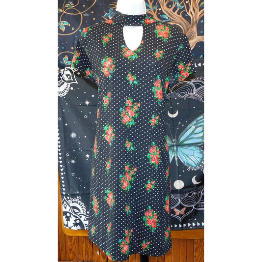 Joe Boxer Gothic Floral Polka Dot Keyhole Dress