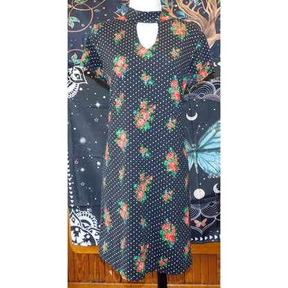 Joe Boxer Gothic Floral Polka Dot Keyhole Dress