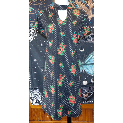 Joe Boxer Gothic Floral Polka Dot Keyhole Dress