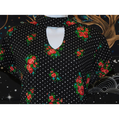 Joe Boxer Gothic Floral Polka Dot Keyhole Dress