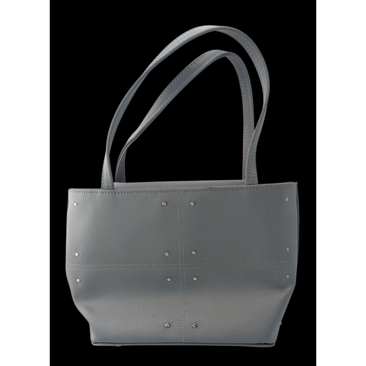 Vintage Arleen C Y2K Gray Tote Bag With Stud Accents & Magnetic Closure 6x6.5x2 5-Inch Strap Drop