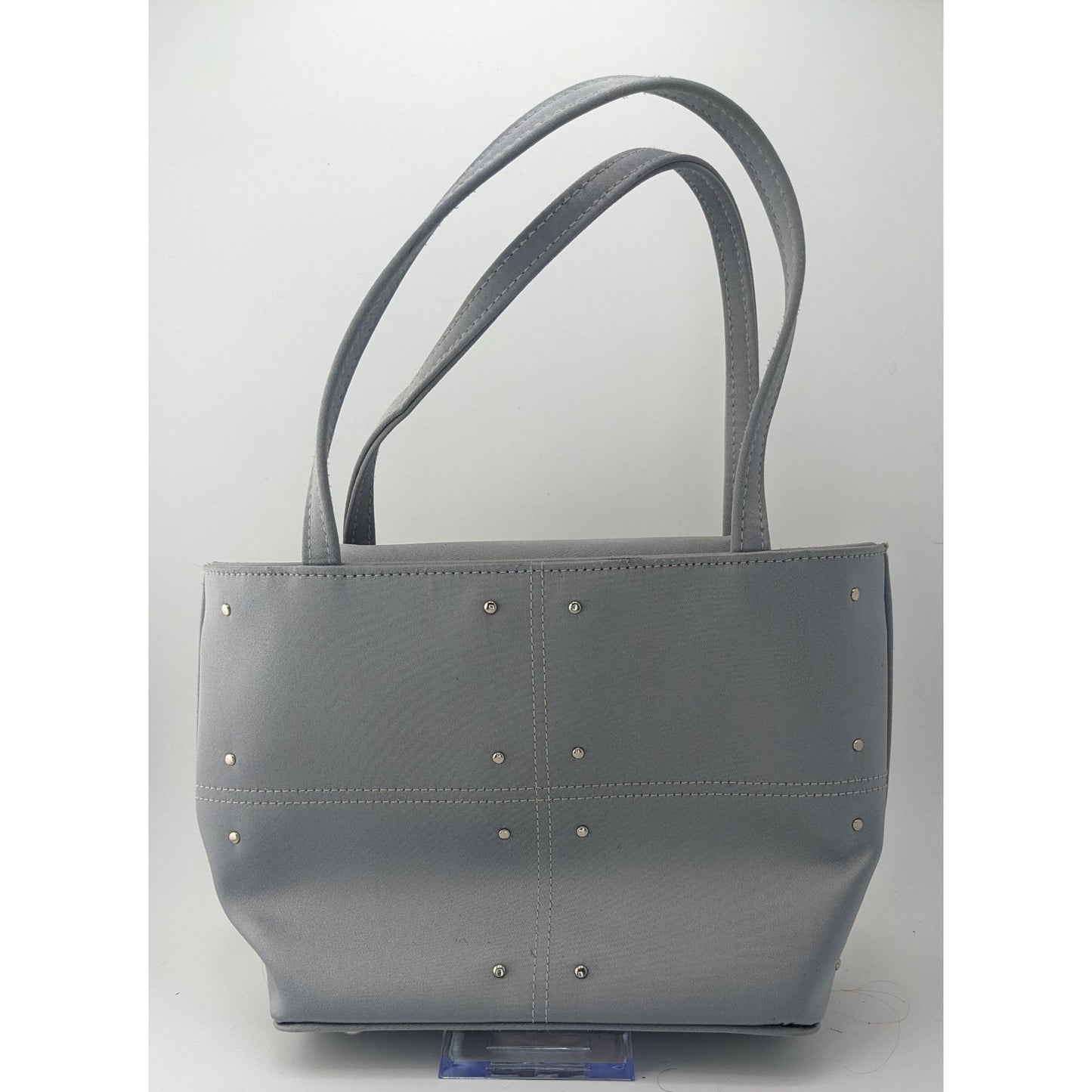 Vintage Arleen C Y2K Gray Tote Bag With Stud Accents & Magnetic Closure 6x6.5x2 5-Inch Strap Drop