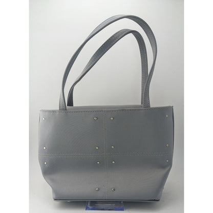 Vintage Arleen C Y2K Gray Tote Bag With Stud Accents & Magnetic Closure 6x6.5x2 5-Inch Strap Drop