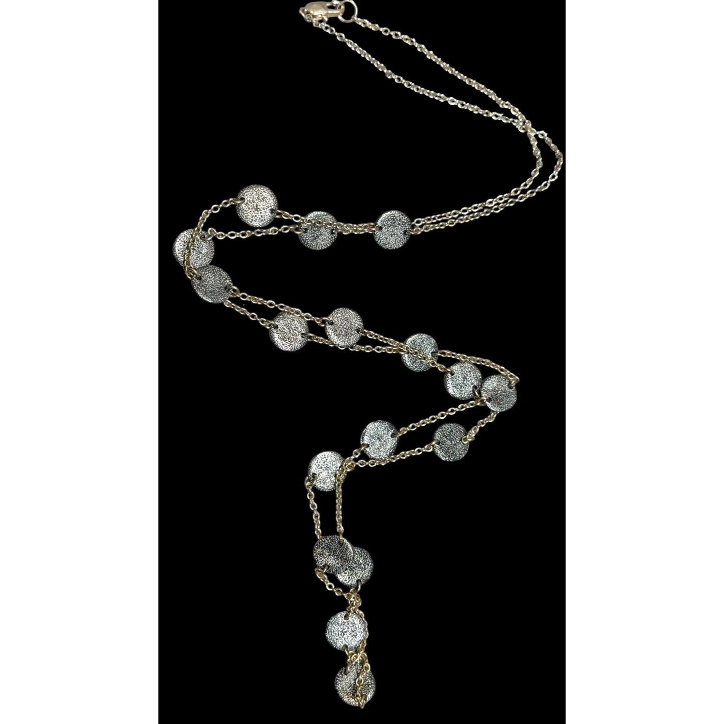 Brutalist Multi Metallic Textured Disc Station Necklace