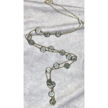 Brutalist Multi Metallic Textured Disc Station Necklace