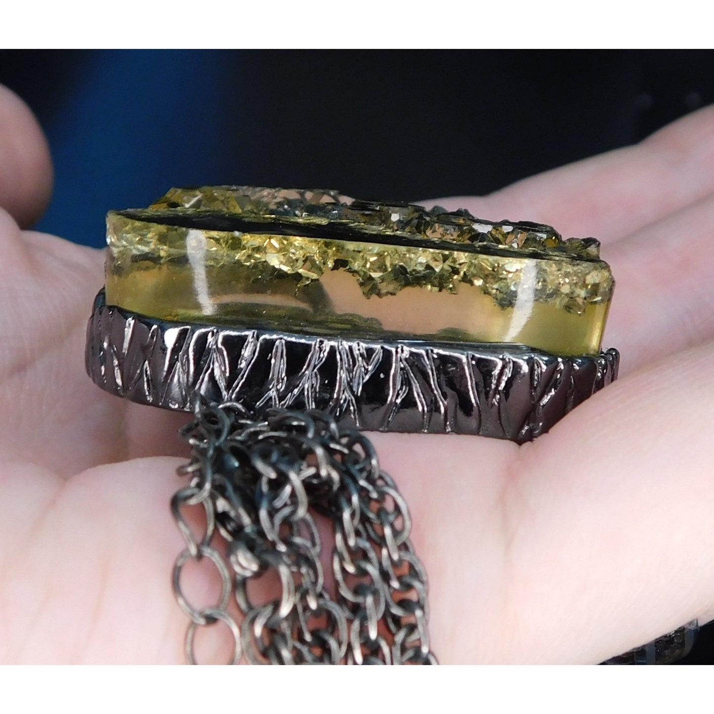 Nature Inspired Large Faux Druzy Pendant Necklace